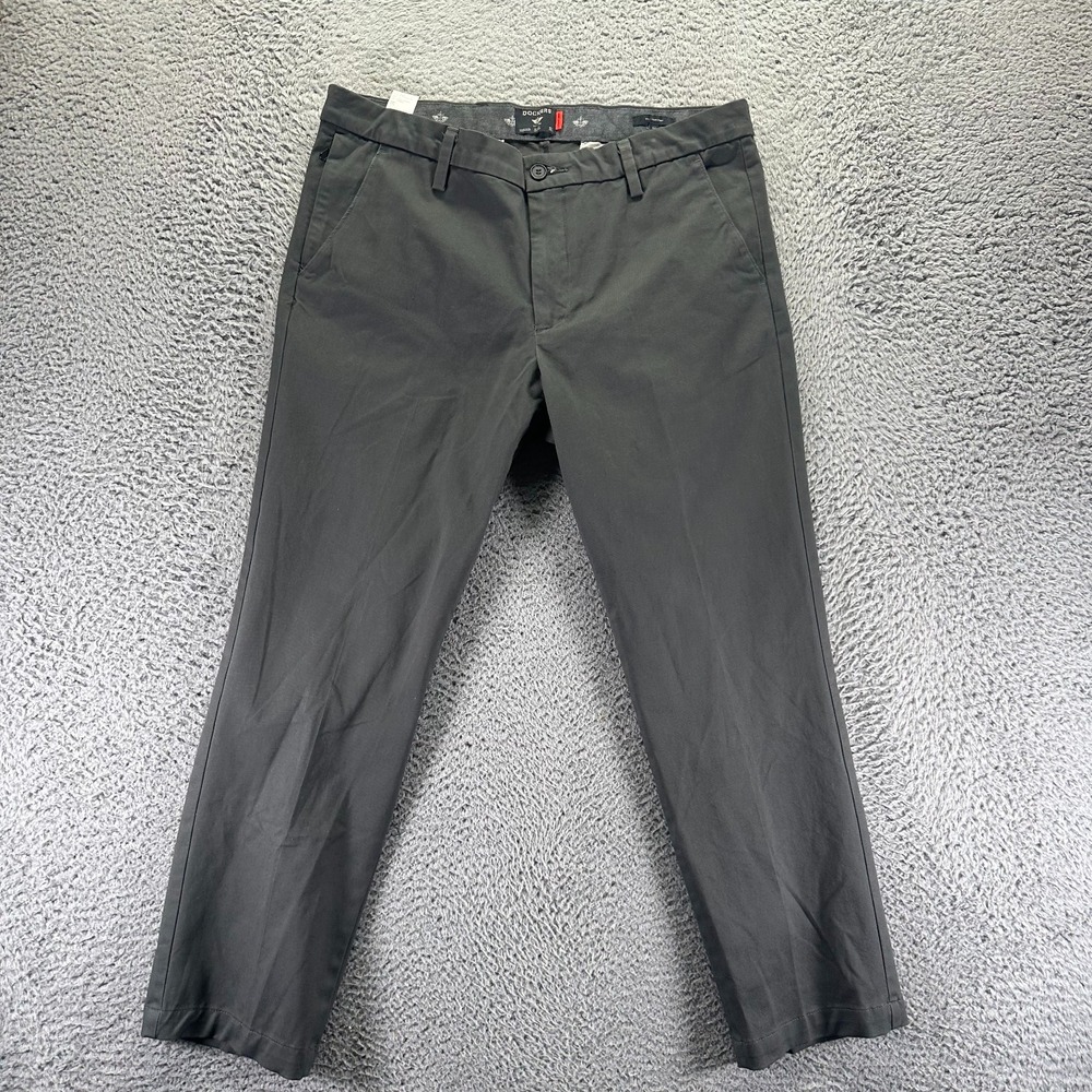Dockers Pant Men 36x29 Gray Cotton Khakis Straight Slim Utility Workwear Stretch